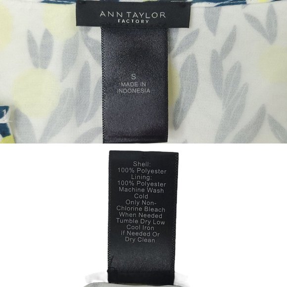 Ann Taylor Factory Floral Pullover Top Womens Size S Flutter Sleeves Yellow Blue - Picture 10 of 10